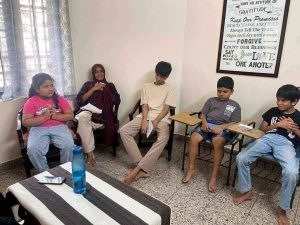 children meditating during the life skill camp